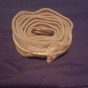 Beige Canvas Belt with Brass Buckle